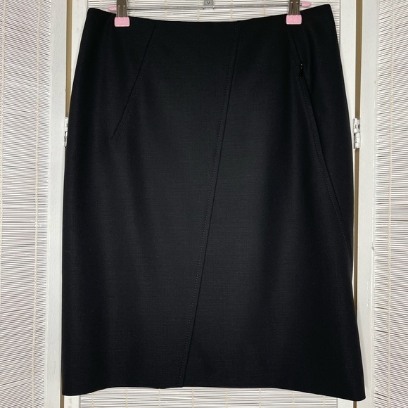 Akris Punto Charcoal Black Asymmetrical Seam Skirt Size 6 - Picture 1 of 6
